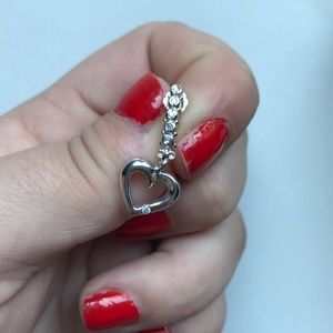 10k drop heart earrings with diamonds